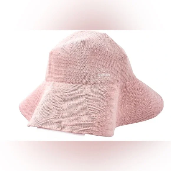 Kangol Tropic Diva Hat Pink Floppy Knit Logo Sun Hat Beach Packable One Size - Picture 7 of 7